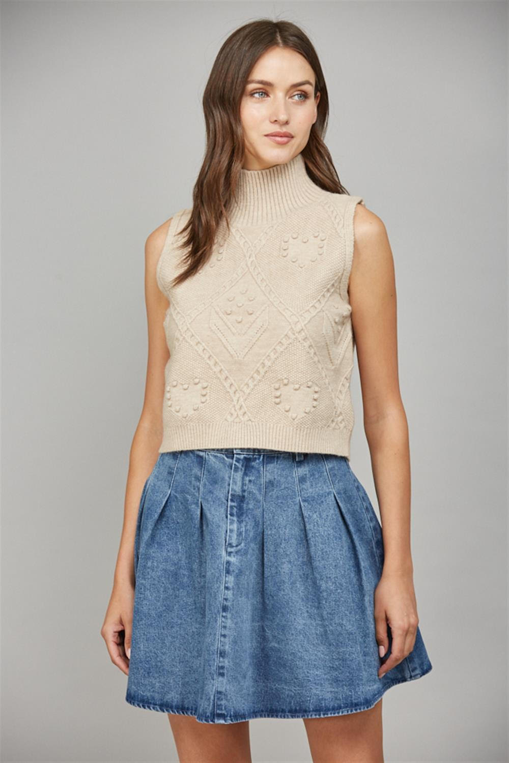 Fate sweater taupe cable knit crop