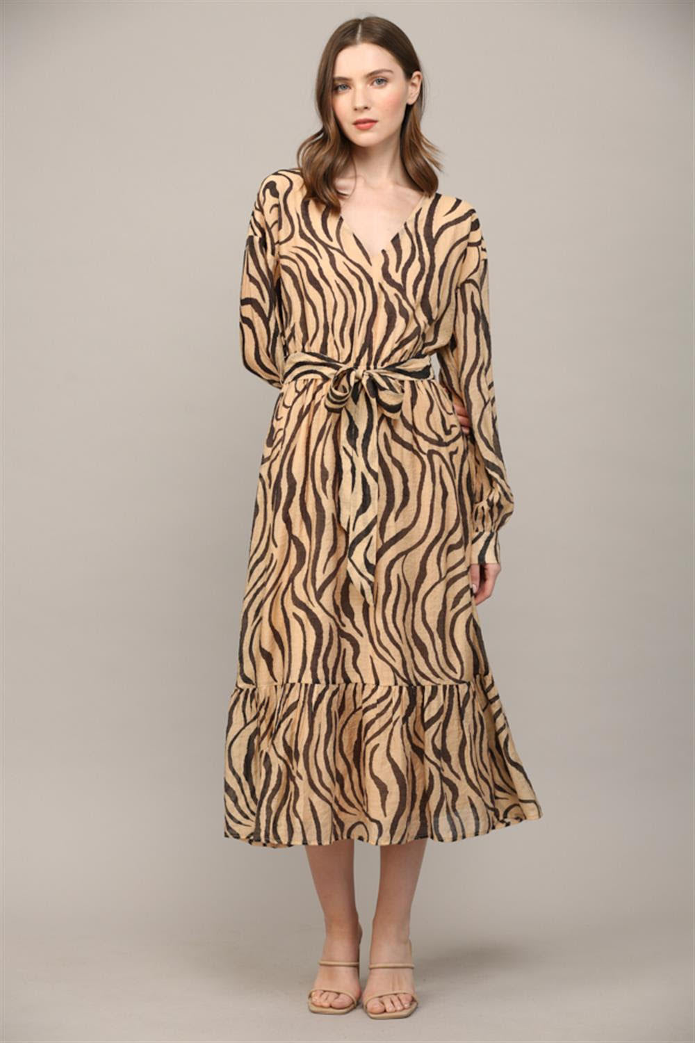 Fate dress animal print midi taupe/black