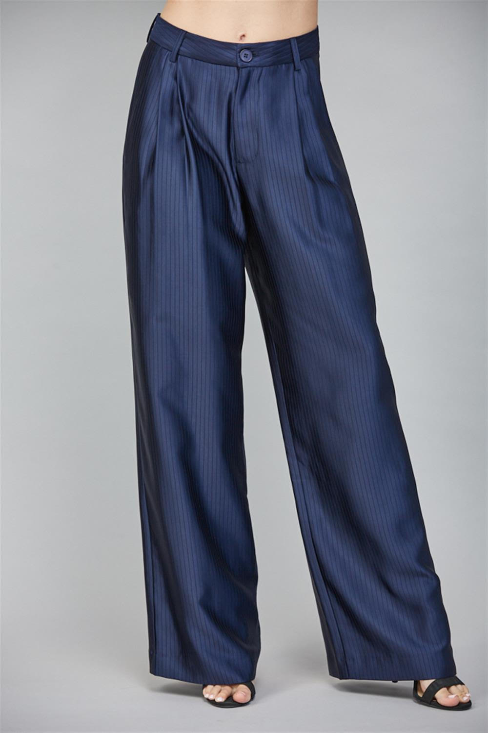 Fate pants moonlight blue textured pinstripe
