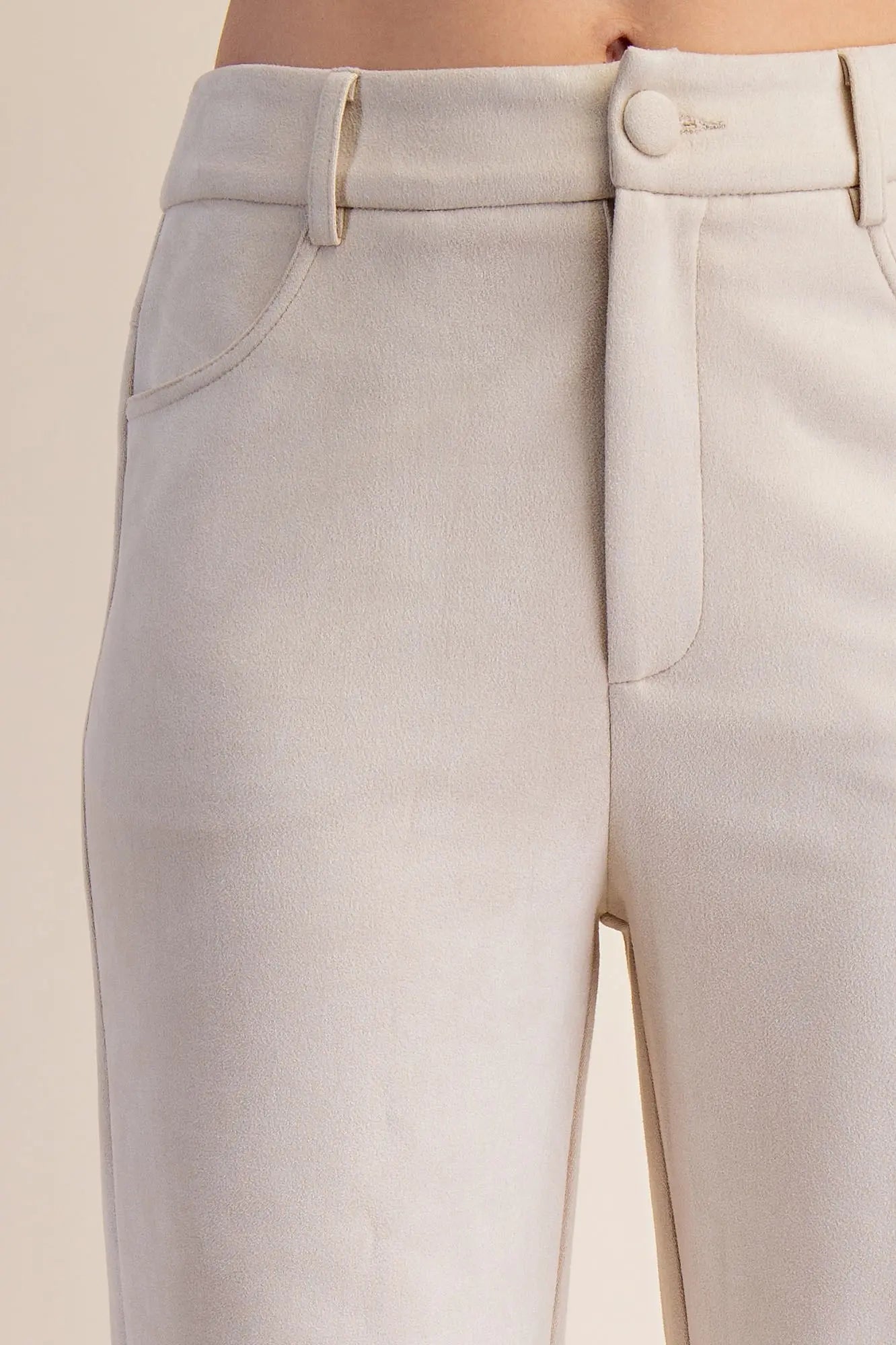 Glam Cream Straight Leg Suede Pants