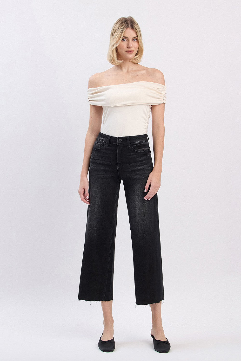 Vervet High Rise Slim Wide Black Pants