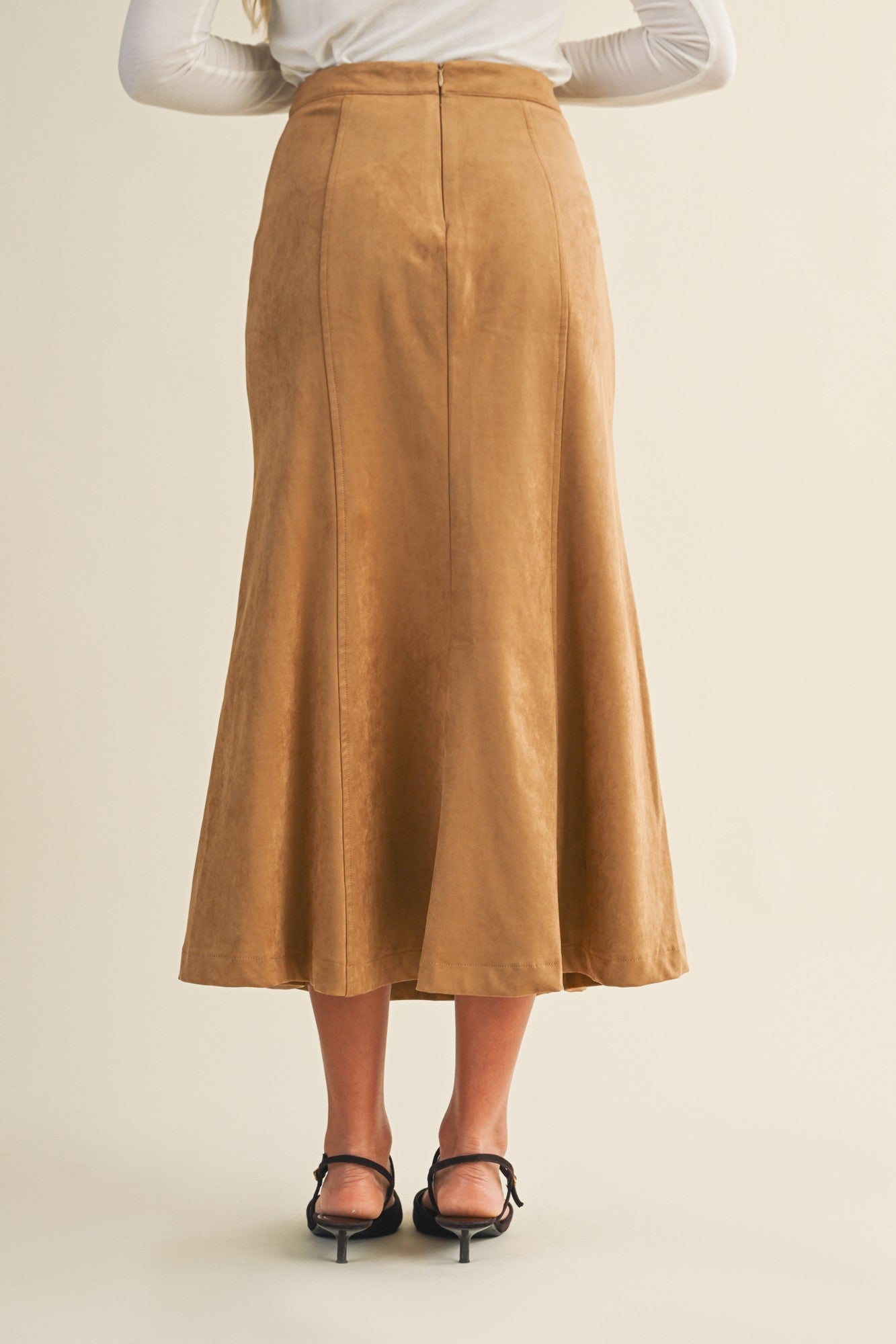 Mustard Seed skirt midi tan fluted
