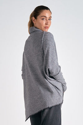 Elan sweater heather gray black stitching