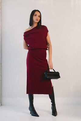 Elan dress sweater plum sleeveless
