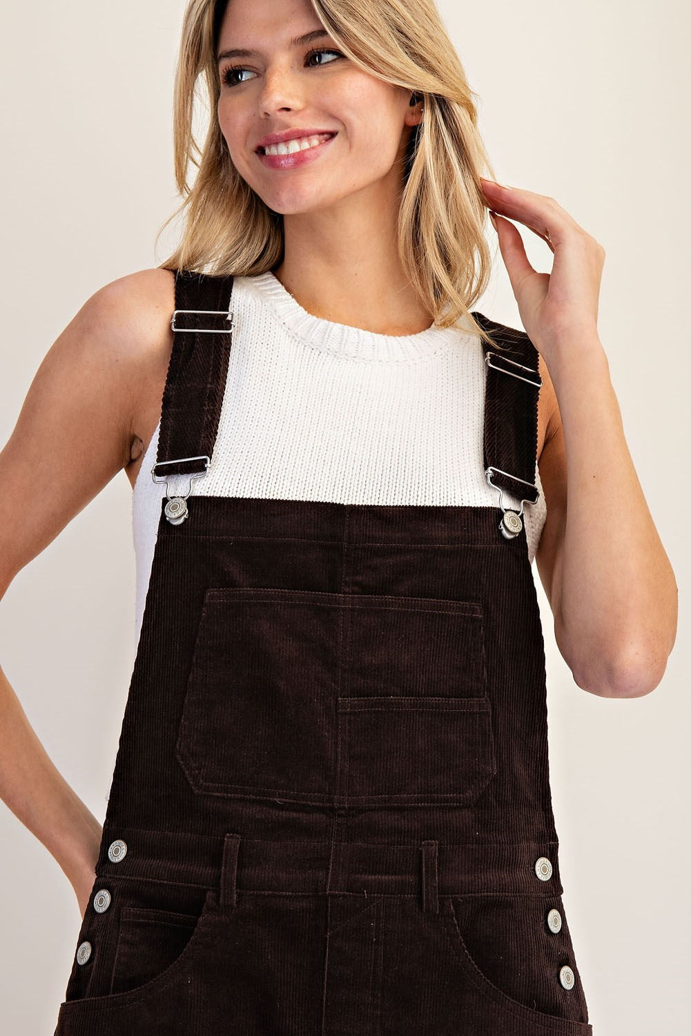 ee:some Chestnut Sleeveless Corduroy Romper
