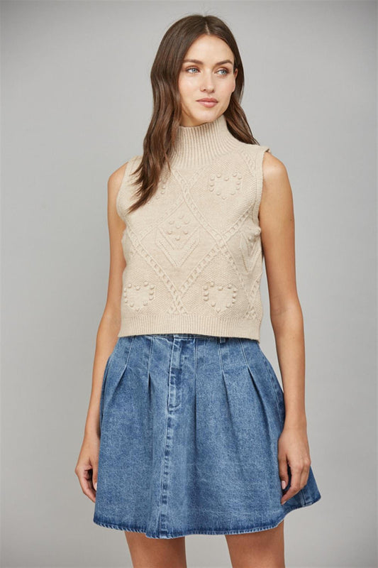 Fate sweater taupe cable knit crop