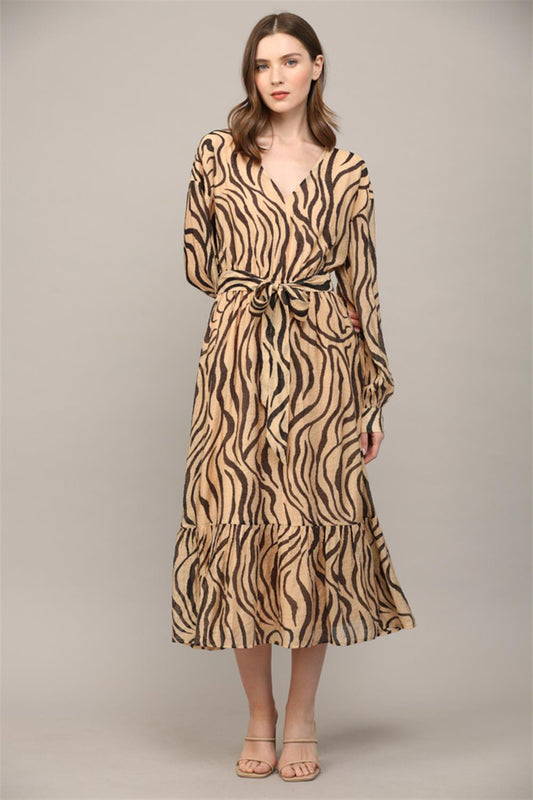 Fate dress animal print midi taupe/black